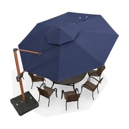 Purple Leaf - Parasol Déporté 3.65 m Rond, Grain de Bois en Aluminium Parasol De Jardin Exterieur