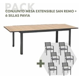 Ensemble de Jardin Table Extensible Chillvert San Remo en Aluminium et 6 Chaises d'Extérieur