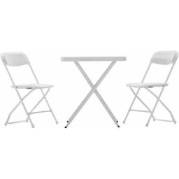 Set de Jardin Pliable 1 Table+2 Chaises Bonaire Gardiun Résine et Acier Blanc