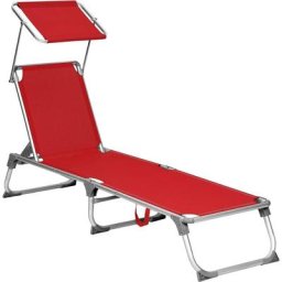 Chaise Longue Bain de Soleil Transat de relaxation Chaise de jardin pliable - Rouge GCB19RD - Rouge