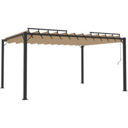 Vidaxl - Tonnelle avec toit à persienne 3x4 m Taupe Tissu aluminium Taupe
