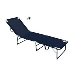 Lot de 2 Transats, Bains De Soleil Mirage Texaline 2x1 et Aluminium Gris Avec Accoudoirs