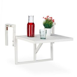 Relaxdays Table repliable en bois pour balcon, à suspendre, hauteur variable, HLP : 55x70x65 cm,