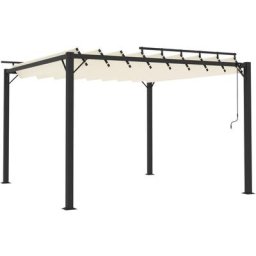 Tonnelle avec toit à persienne 3x3 m Crème Tissu et aluminium vidaXL - Crème