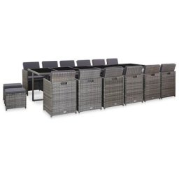 Ensemble de salle à manger d'extérieur et coussins 17 pcs - Moderne - Meuble de jardin Gris Balcon