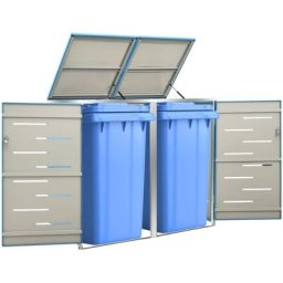 Elegant-Stil Abri pour deux poubelles 138x77,5x115,5 cm Inox,pour Salon/Jardin,Montage facile,37,8
