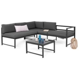 Salon de jardin SIENA modulable salon d'angle en aluminium gris anthracite - Gris