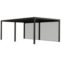 Pergola bioclimatique xxl + 2 rideaux manuels pour côté 5,98 m - 21,52 m2 - Alu - Habrita