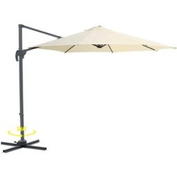 Femor - Parasol Déporté, 300cm, uv 50+, avec Support en Croix, Parasol Rotatif-Inclinable à 360°,