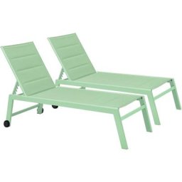 Lot de 2 bains de soleil en aluminium et textilène vert cactus - Vert