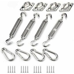 Costjj - Kit de fixation de voile d'ombrage, kit de fixation de voile d'ombrage en acier inoxydable