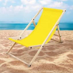 Chaise longue jardin pliante bois bain de soleil plage chilienne jaune 120 kg