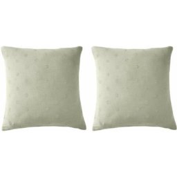 Lot de 2 taies d'oreillers brodées double gaze de coton vert d'eau 60x60 - Vert d'eau