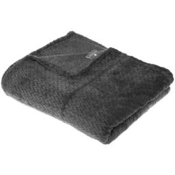 Plaid - flanelle - tressé - 125x150 Atmosphera créateur d'intérieur - Gris foncé