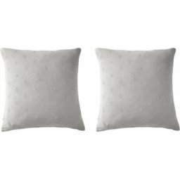 Terre De Nuit - Lot de 2 taies d'oreillers brodées double gaze de coton gris 60x60 - Gris