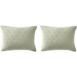 Lot de 2 taies d'oreillers brodées double gaze de coton vert d'eau 50x70 - Vert d'eau