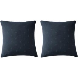 Terre De Nuit - Lot de 2 taies d'oreillers brodées double gaze de coton marine 60x60 - Bleu marine