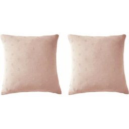 Terre De Nuit - Lot de 2 taies d'oreillers brodées double gaze de coton rose 60x60 - Rose