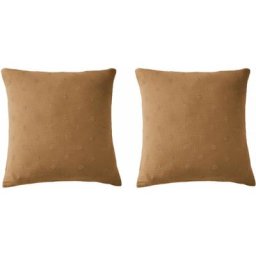 Terre De Nuit - Lot de 2 taies d'oreillers brodées double gaze de coton marron 60x60 - Marron