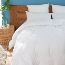 Couette tempérée antiacariens coton bio 300mg 260x240 cm pour lit 2 places