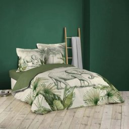 Parure de lit Housse de couette 260 x 240cm + 2 taies d'oreiller Jungle.
