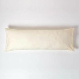 Homescapes - Taie de Traversin plat en coton 200 fils Crème 50 x 140 cm Env. - Crème