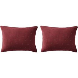 Terre De Nuit - Lot de 2 taies d'oreillers brodées double gaze de coton bordeaux 50x70 - Bordeaux