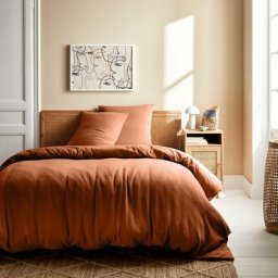 Alice's Garden - Parure de lit gaze de coton terracotta avec taie d'oreiller 240x220 cm