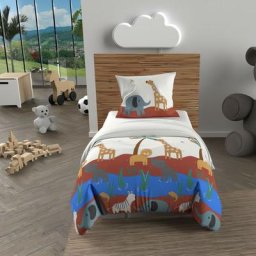 Parure housse de couette 120x150 cm SAVANE brique, 100% coton 57 fils/cm2, par Soleil d'Ocre