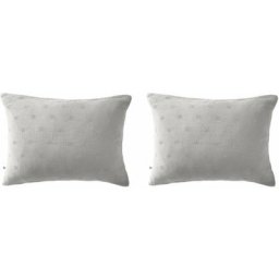 Terre De Nuit - Lot de 2 taies d'oreillers brodées double gaze de coton gris 50x70 - Gris