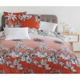 Home Linge Passion - tropic Parure de couette 100% coton - Rouge - 220x240 cm - Rouge