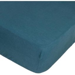 Drap housse 100 % lin B30 bleu canard 140x190 Atmosphera créateur d'intérieur - Bleu canard