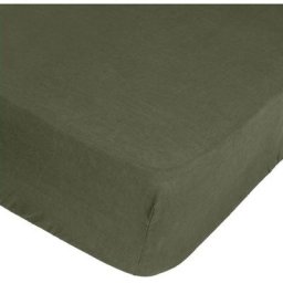 Atmosphera - Drap housse 100 % lin B30 vert kaki 140x190 créateur d'intérieur - Kaki