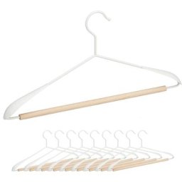 Cintres, lot de 10, pour t-shirts, costumes, vestes, avec traverse pantalon, en bois et métal, 43