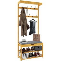 Vestiaire d¡¯entr¨e, Portemanteau banc ¨¤ chaussures Portemanteau avec Crochets Amovible, Banc et