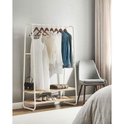 Vasagle Portant à Vêtement, Porte-manteaux, Armoire, Vestiaire, avec 2 Étagères, 6 Crochets en
