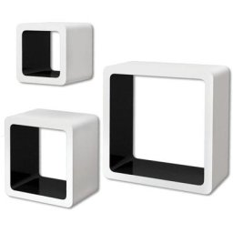 3 Etagères cubes murales et en mdf Blanc-Noir pour Livres/DVD Vidaxl Noir