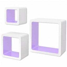 3 Etagères cubes murales en mdf Blanc-Violet pour Livres/DVD Vidaxl Violet