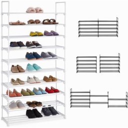 Tagère à chaussures xxl, système d'emboîtement, 10 étages, modulable, hlp : 17,5x93x30,5 cm,