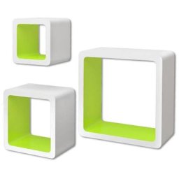 3 Etagères cubes murales et en mdf Blanc-Vert pour Livres/DVD Vidaxl green
