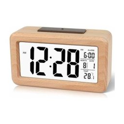 Réveil numérique en Bois à réglage Facile avec température, Réveil Digital, Date, rétro-éclairage,