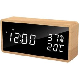 Réveil numérique en bois, alarme électronique alimentée par usb, affichage led de l'heure, de la