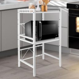 GUOYIHUA® Support Extensible Four à Micro-Ondes en Acier au Carbone, 2 Niveaux, avec 6 Crochets
