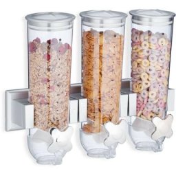 Relaxdays - Distributeur de céréales, lot de 3, support mural, fruits secs, flocons d'avoine,
