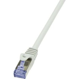 Logilink - CQ3092S RJ45 Câble réseau, câble patch cat 6a s/ftp 10.00 m gris ignifuge, avec cliquet