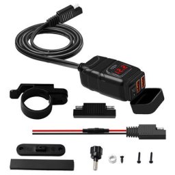 Chargeur de téléphone portable double usb pour moto - 5V3.4A/9V25A/12V2A, DC12V, noir, 1pc