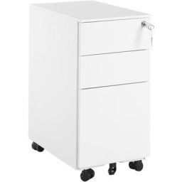 Beliani - Caisson de Bureau en Métal Blanc avec Roulettes Pratiques et 3 Tiroirs Spacieux