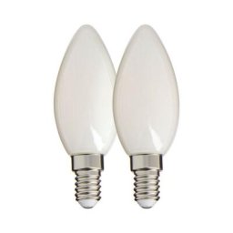 Lot de 2 Ampoules Filament led Flamme Opaque, culot E14, 470 Lumens, équivalence 40W, 2700 Kelvins,