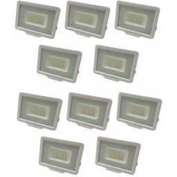 Lot de 10 Projecteurs led Blancs 30W (160W) Étanche IP65 2400lm - Blanc Chaud 2700K