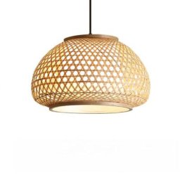 Kosmi - Suspension nature bambou et rotin tressé hydra 32cm
